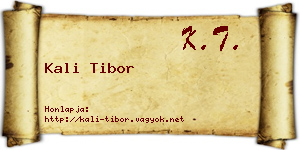 Kali Tibor névjegykártya
